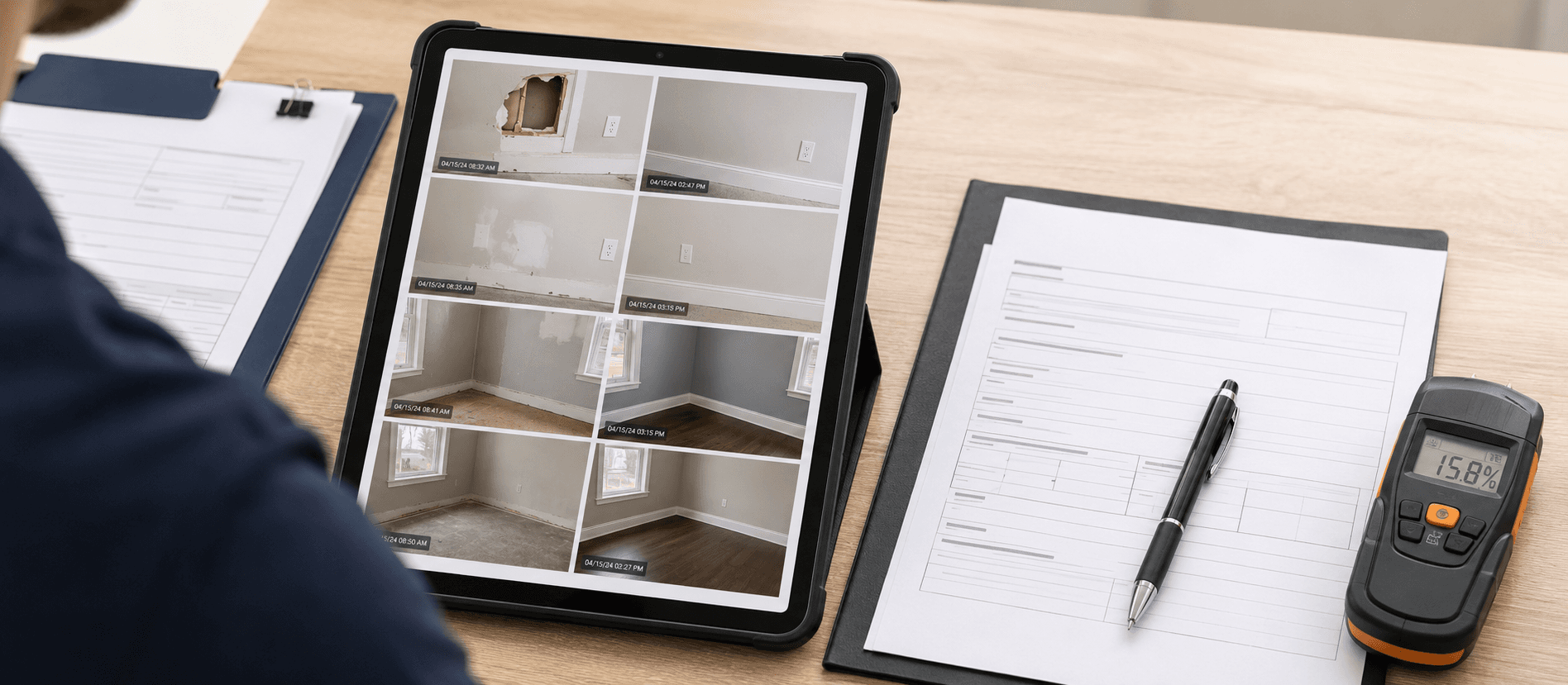 Claim documentation — scope, timestamps, and before/after photos