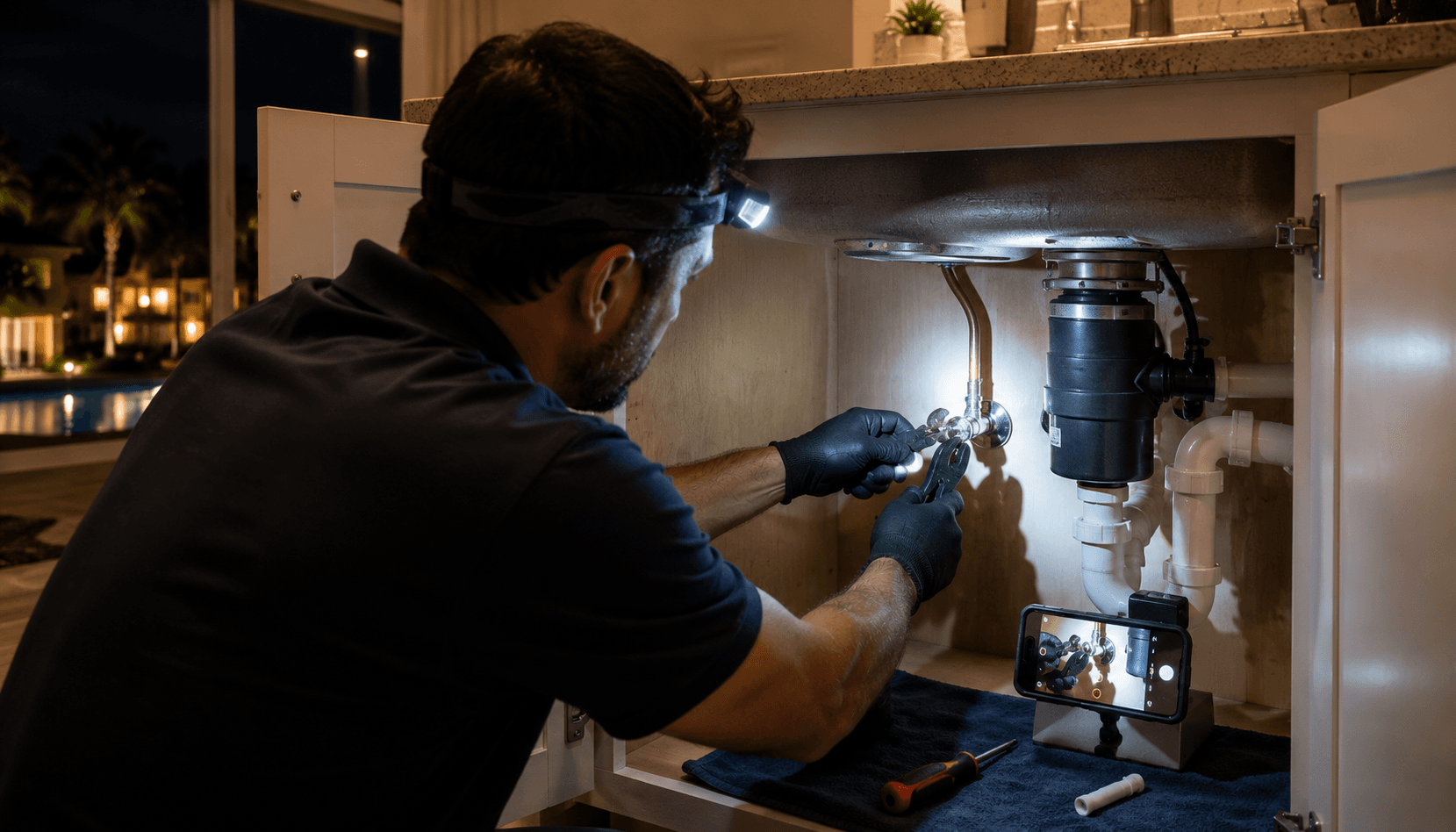After-hours emergency fix, photo-documented for the owner